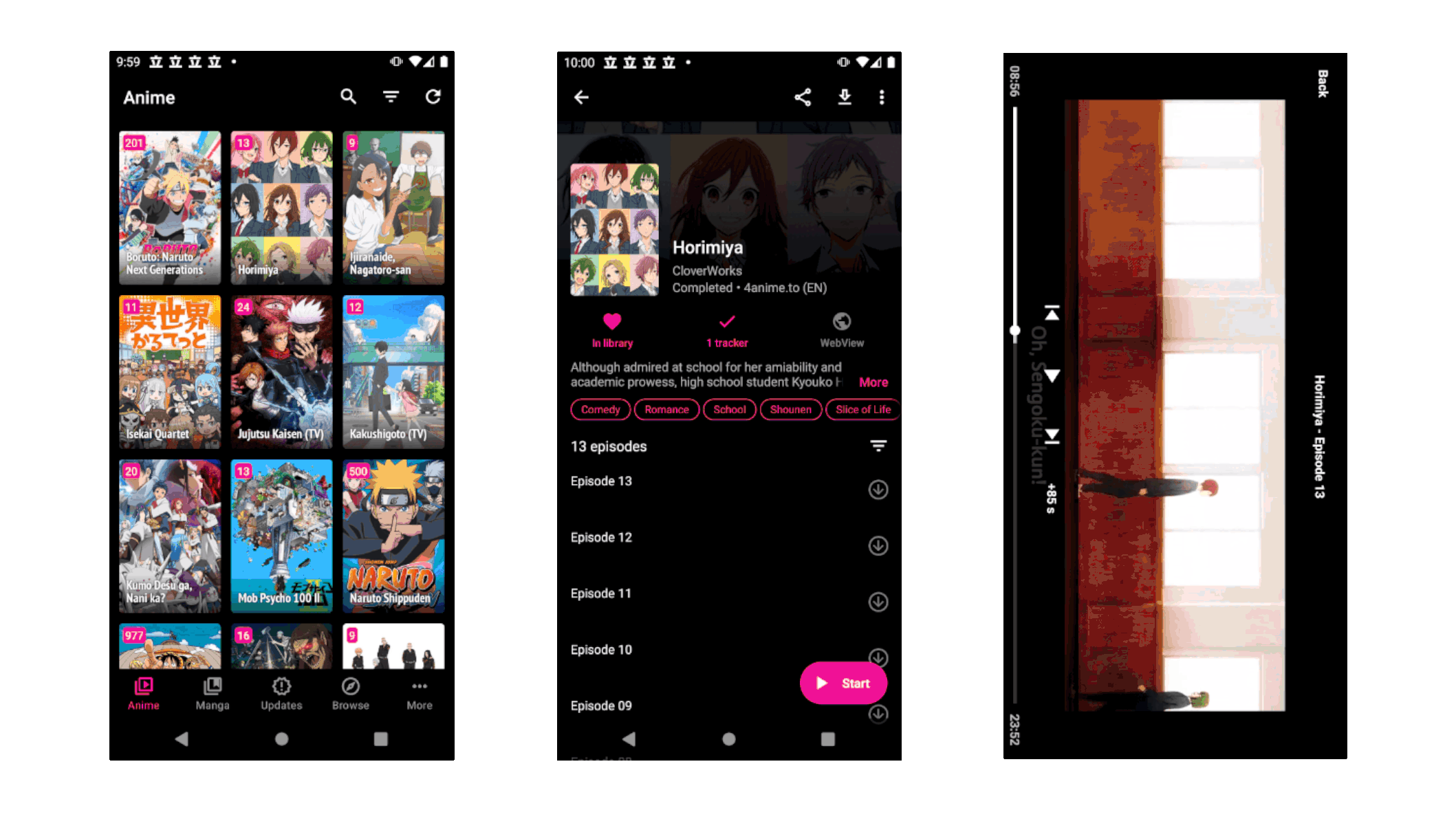 screenshots of app