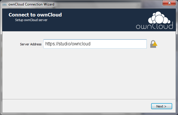 form for entering ownCloud server URL