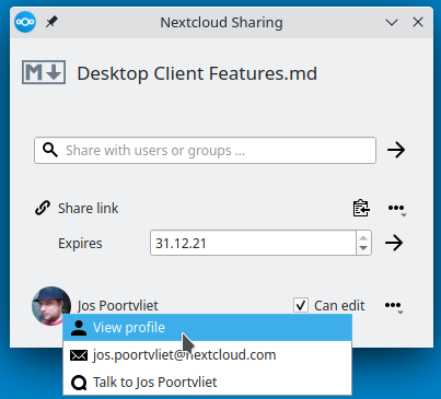 shared dialog sharing options