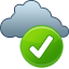 Status icon, little cloud with green circle and white checkmark