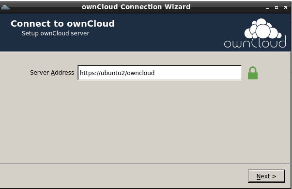 form for entering ownCloud server URL