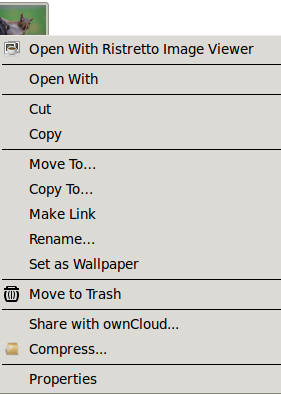 the ownCloud file share option is integrated into the normal