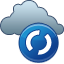 Status icon, little cloud with blue circle and white semi-circles